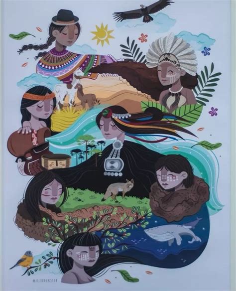 Ilustración que representa la diversidad cultural mapuche o una mano tendida en contexto rural