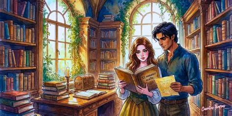 Martin y Diana revisando un libro antiguo con profecías