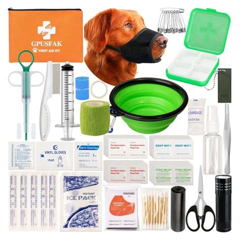 Esquema de un kit de primeros auxilios para perros