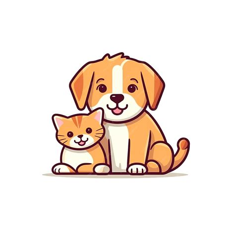 Ilustración de un perro y un gato juntos en un ambiente hogareño