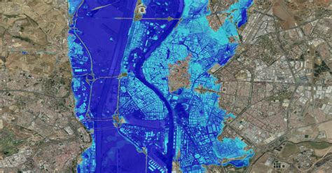 Mapa de riesgo de inundación para un área urbana, mostrando zonas de alta y baja vulnerabilidad.
