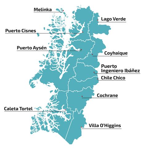 mapa de la Región de Aysén, destacando la ubicación de Cisnes y la Escuela Eusebio Ibar Schepeler