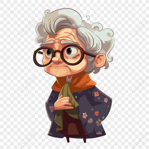 Ilustración detallada del emoji de la anciana con cabello gris, moño y gafas, destacando sus rasgos amables y arrugas