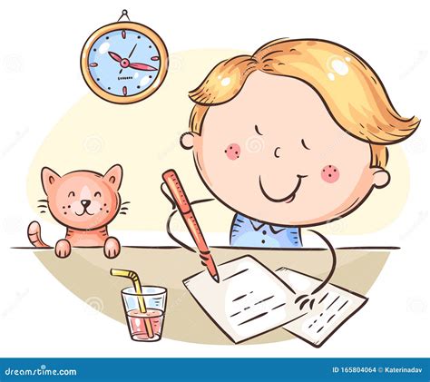 Ilustración de un niño escribiendo una carta