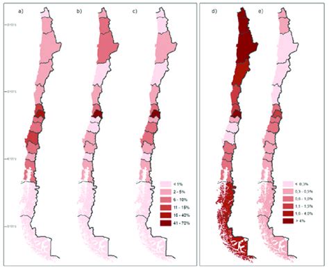 Mapa de Chile mostrando tasas de cobertura educativa por región (urbana vs. rural)
