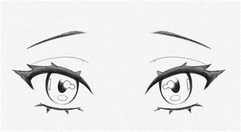 Ejemplo de ojos anime con sombreado y reflejos