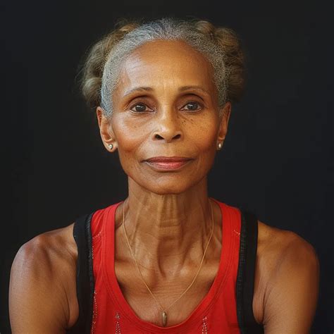 Foto de Ernestine Shepherd mostrando su musculatura en una competencia de culturismo.