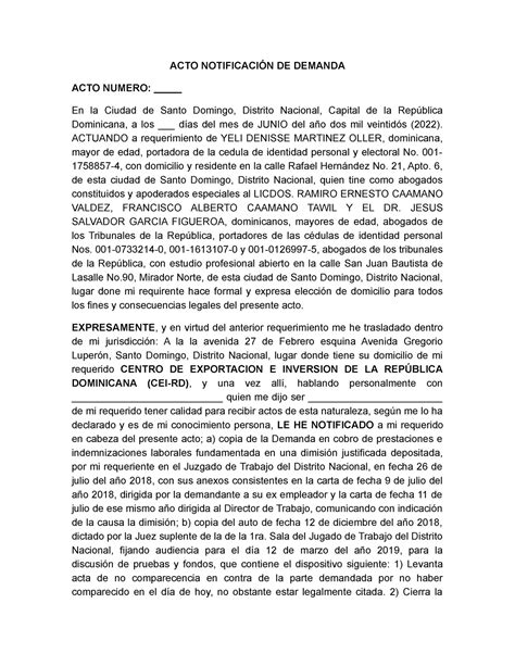 Representación gráfica del proceso de notificación de la demanda a domicilio