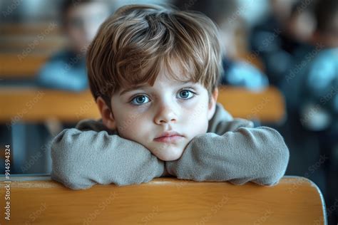 Niño triste apoyado en una puerta de cristal