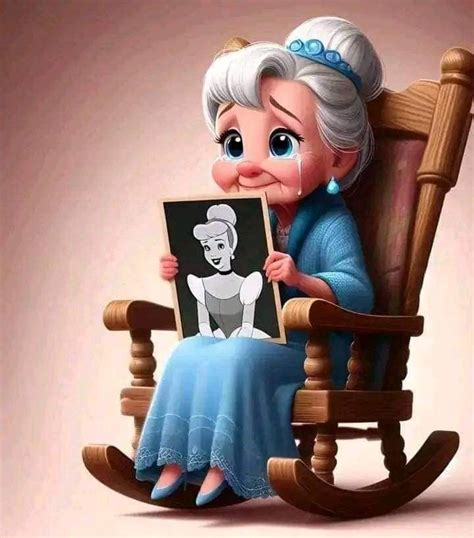 Ilustración de princesas Disney ancianas con un aspecto digno y sabio