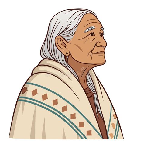 Foto o ilustración de una anciana indígena trenzando su propio cabello