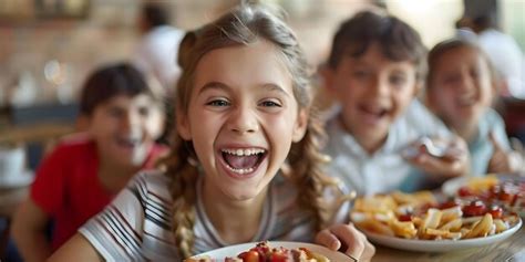 Foto de niños pequeños disfrutando de alimentos saludables en un entorno positivo