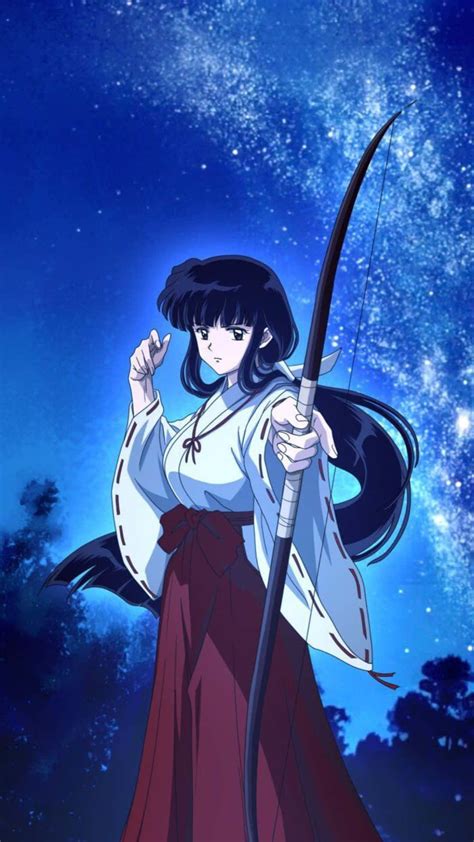 Ilustración de Kikyo desvaneciéndose en puntos de luz junto a Inuyasha