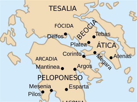 Mapa geográfico del Ática con sus principales zonas (Asty, Diacria, Mesogeia, Paracia)