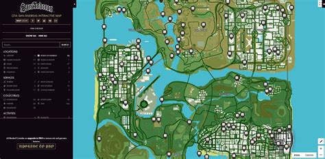 Mapa de San Andreas señalando la ubicación de Las Brujas y otras zonas misteriosas