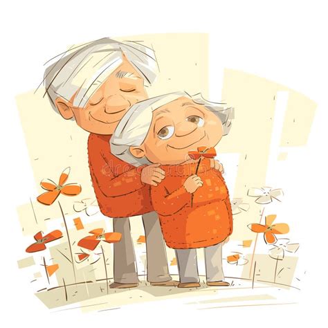 Ilustración de una pareja de adultos mayores demostrando afecto y complicidad
