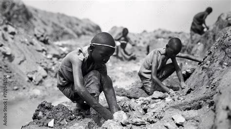 Niños trabajando en una mina, representando la explotación infantil.