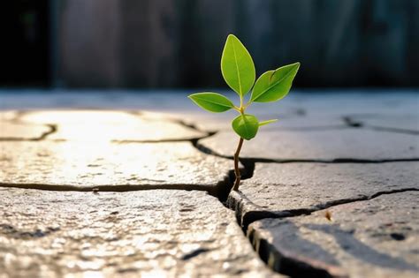 Ilustración conceptual de la resiliencia como una planta creciendo sobre una grieta