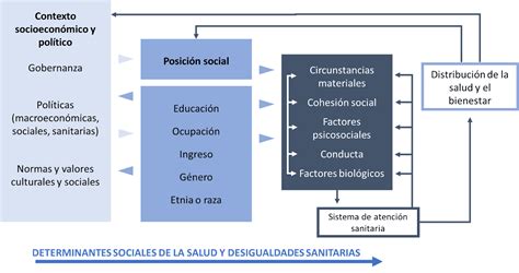 Gráfico que ilustra la interconexión entre determinantes sociales y salud