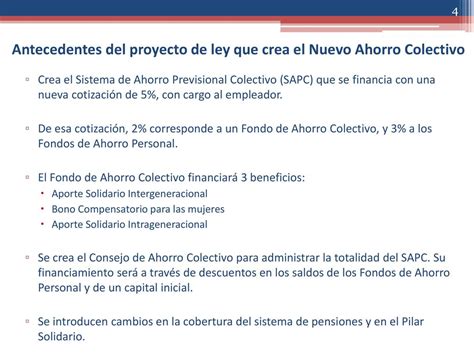 Esquema de fuentes de financiamiento del nuevo sistema de ahorro colectivo y cuarto pilar previsional