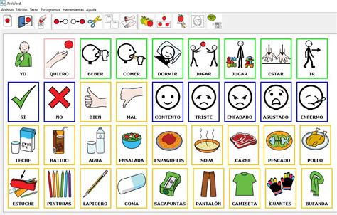 Persona utilizando un comunicador con pictogramas para expresarse