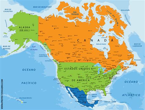 Mapa de Norteamérica y Sudamérica con énfasis en territorios indígenas