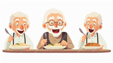ilustración de una persona mayor disfrutando de una comida equilibrada