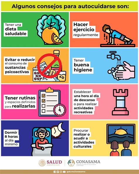 Infografía con consejos prácticos para el autocuidado de los cuidadores