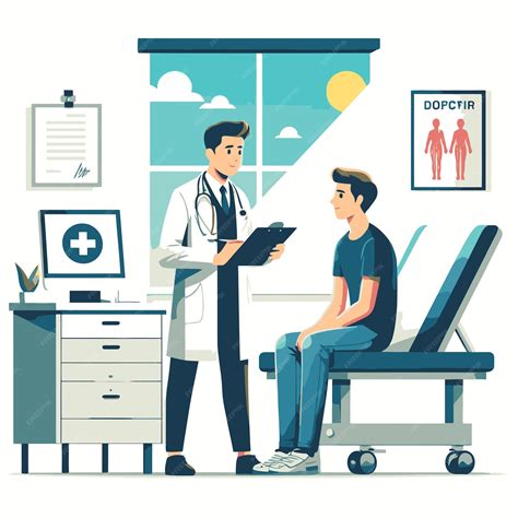 Ilustración de un médico realizando una evaluación a un paciente