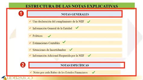 Esquema de la estructura de las notas explicativas para fondos de pensiones