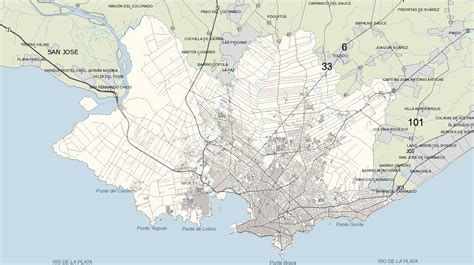 Mapa de Montevideo con ubicaciones de pensiones y B&B