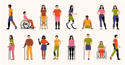 Ilustración de personas interactuando inclusivamente, con y sin discapacidades visibles, en un entorno accesible.
