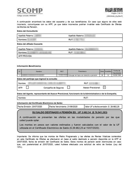 ejemplo de Certificado de Ofertas SCOMP