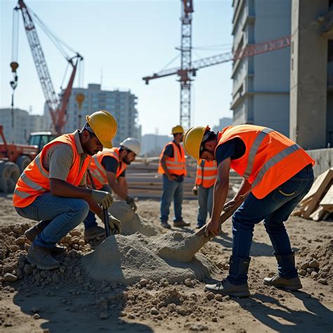 Foto aérea de una multicancha en construcción con obreros trabajando y maquinaria
