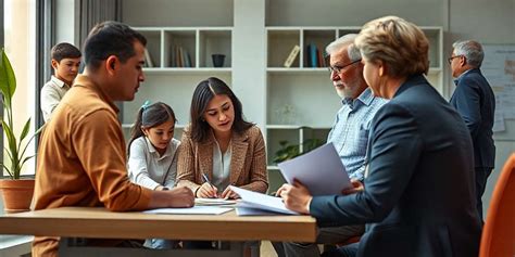 Familiares recibiendo asesoramiento sobre beneficios de pensión