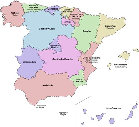 Mapa de España destacando las Comunidades Autónomas donde se gestionan las pensiones no contributivas