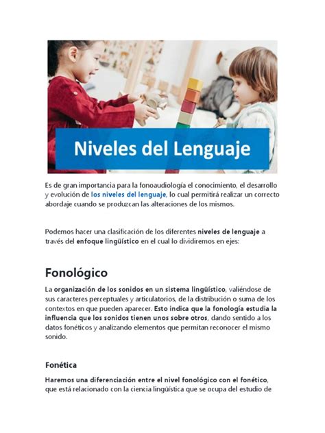 Gráfico: niveles del lenguaje en fonoaudiología