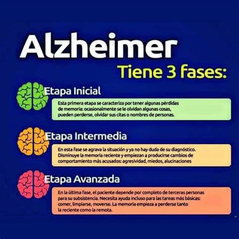 Esquema de las etapas del Alzheimer y su impacto en las AVD