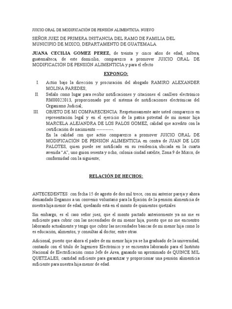 Infografía: Factores clave para la modificación de pensión alimenticia.