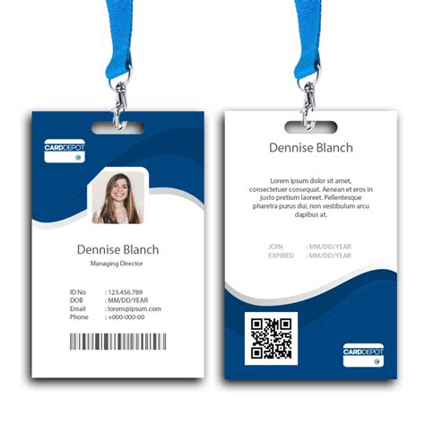 Diseño de un gafete de identificación con foto, nombre y cargo.