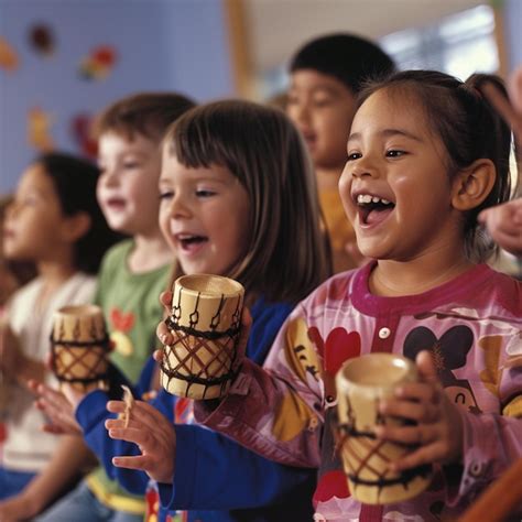Niños con discapacidad participando en una actividad musical con instrumentos adaptados
