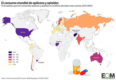 Mapa mundial: Niveles de consumo de analgésicos opiáceos y necesidad de cuidados paliativos por región