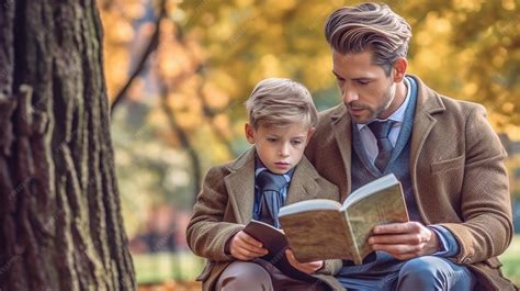 Foto de un padre y un hijo leyendo juntos en un sofá.