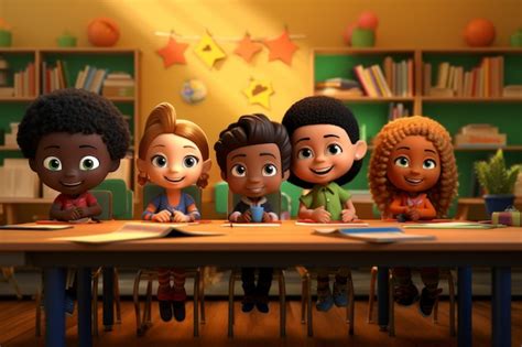 ilustración de niños interactuando respetuosamente en un aula diversa