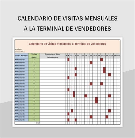 Ejemplo de calendario de visitas para un régimen ordinario