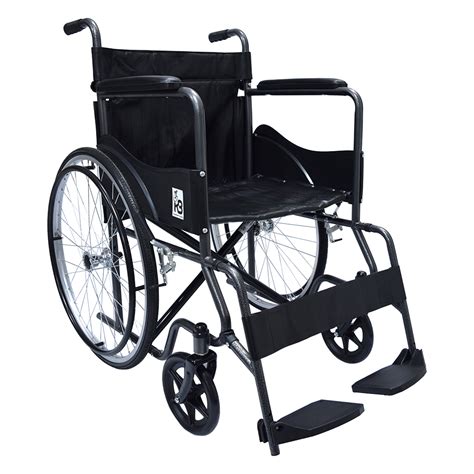 Foto de una silla de ruedas estándar de acero plegable