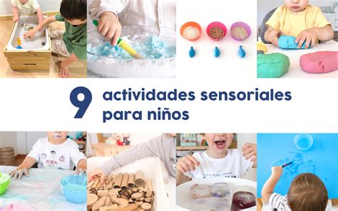 Infografía mostrando diferentes actividades sensoriales para niños.
