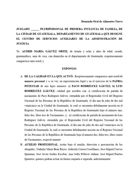 Esquema: Requisitos para demandar pensión de alimentos