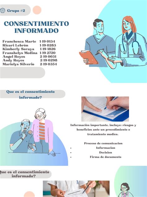 Infografía sobre los pasos para un consentimiento informado inclusivo: identificación de necesidades, uso de lenguaje claro, tiempo de reflexión y respeto a la voluntad del paciente.