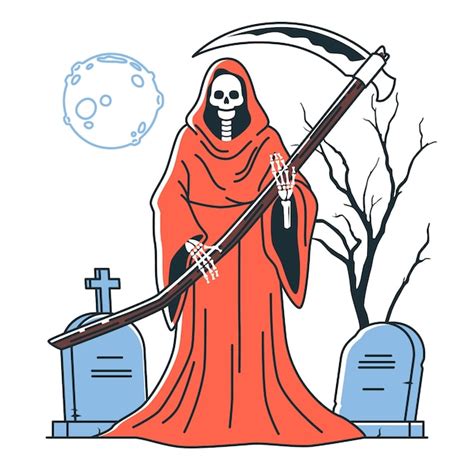Ilustración simbólica de la muerte como una figura serena.
